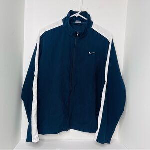 Nike Swoosh Zip Up Track Warm Up Jacket Blue & White Women’s Large 12 - 14